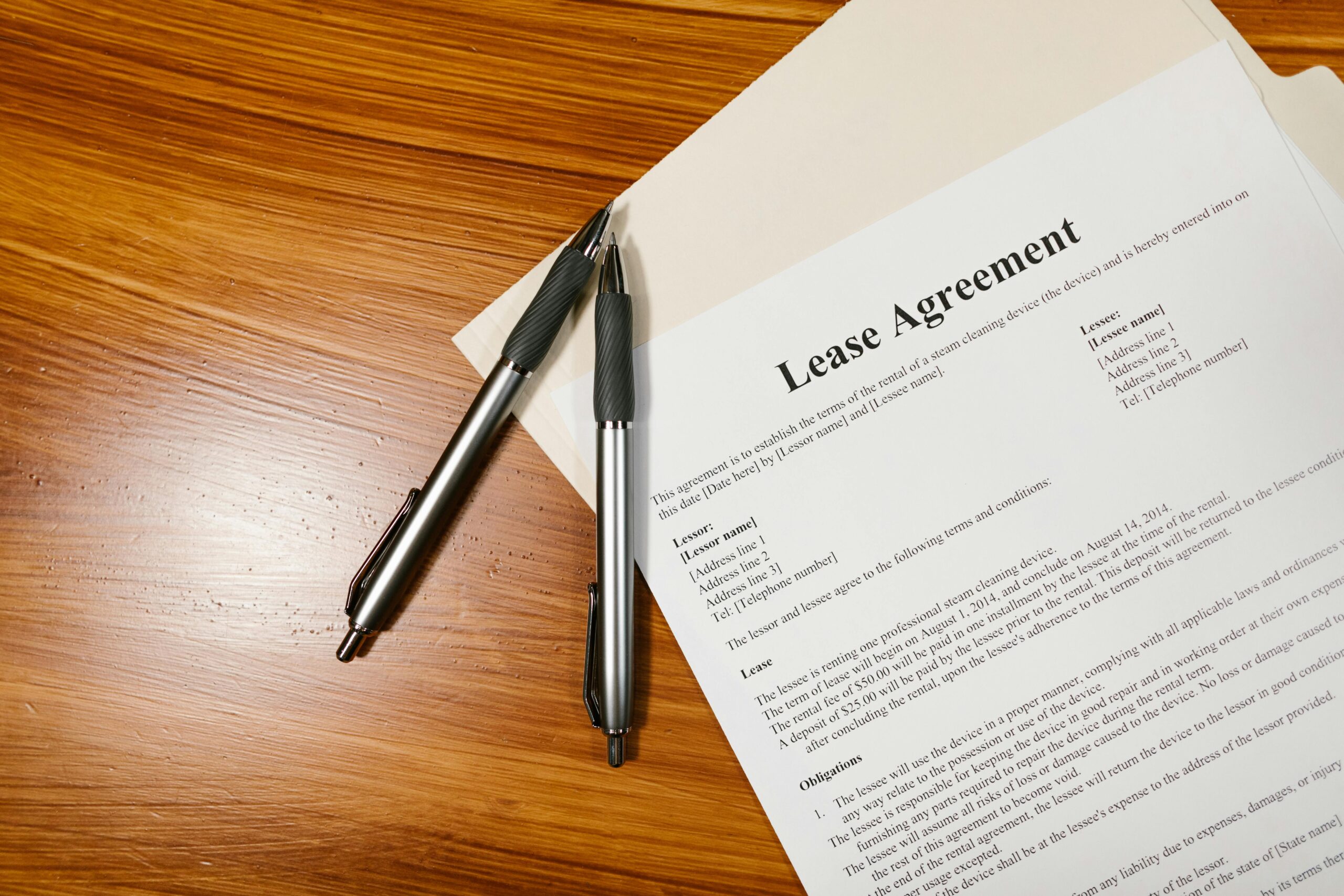 Lease renewal paperwork for a Florida rental property